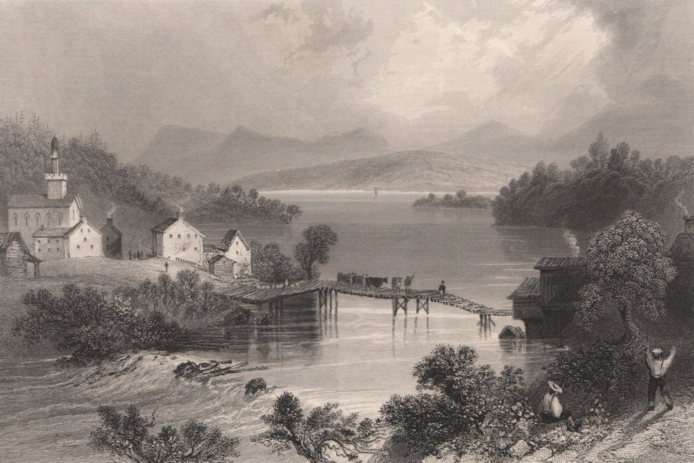 QUEBEC. Outlet of Lake Memphremagog, at Magog. Merry's Point Park. BARTLETT 1842